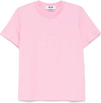 Msgm T-shirt con logo ricamato - Rosa