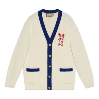 Gucci Lunar New Year Wool Cardigan Ivory Blue 724933-XKCW6-9254