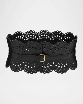 Alaia Vienne Lasercut Leather Corset Belt