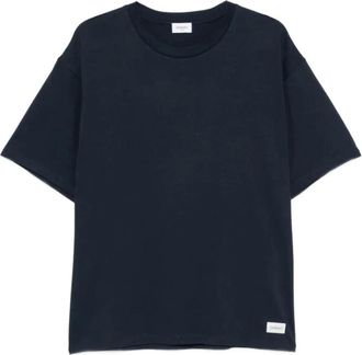 Saint Laurent Katoenen T-shirt met ronde hals - Heren - Tops - Blauw - Maat: XL Katoen