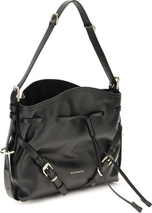 Givenchy Womens Small Voyou Bucket Handbag Glossy Leather Black Calf Bos Taurus Bags
