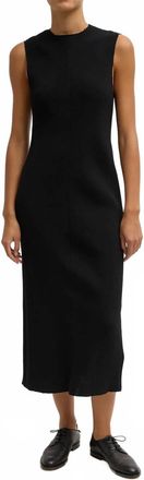 Tibi Plisse Sleeveless Bias Dress In Black