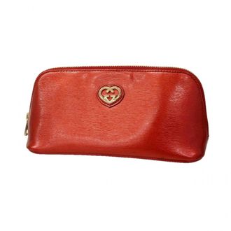 Gucci Red Color Leather Pouch (Pre-Owned)