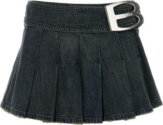 Balenciaga Spijker plooirok - Blauw