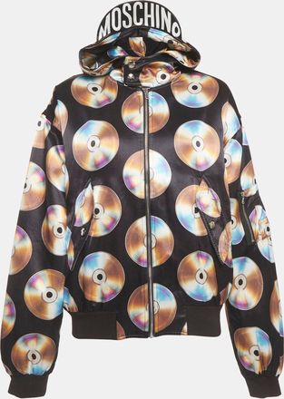 Moschino X H & m Black Disc Printed Cotton Knit Hooded Sweatshirt