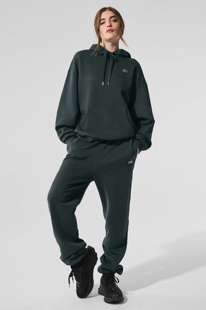 Alo | Accolade Hoodie in Charcoal Green, Size: Small