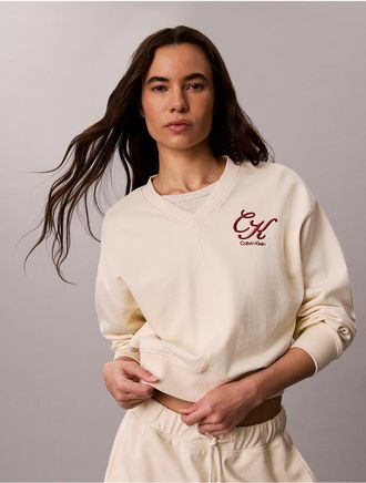 Calvin Klein Jeans Calvin Klein Womens Terry Relaxed Sweatshirt - White - XS