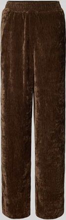 Jake*s Casual Samthose mit elastischem Bund in Dunkelbraun, Größe 36