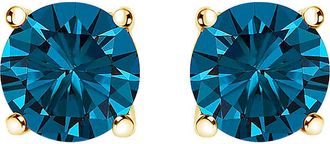 House of Brilliance 14K Gold 1.00 Cttw Blue Lab Grown Diamond Stud Earrings in Yellow at Nordstrom