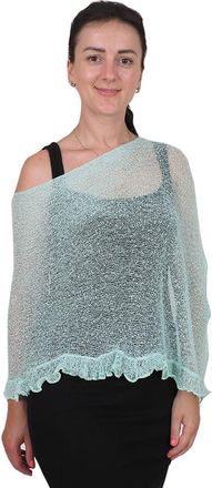Mimosa Ladies Plain Stretch Lace Fish Net Bali Crochet Batwing Frill Small Poncho