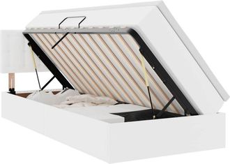 vidaXL Storage Bed with Mattress Pure White 90 x 190 cm Faux Leather vidaXL