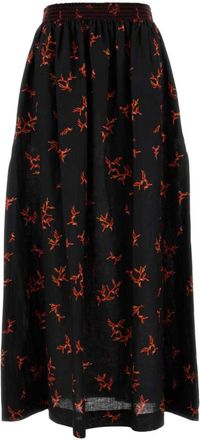 Fendi Black Printed Linen Skirt