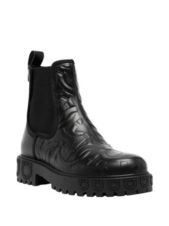 Ferragamo Womens Varsi Ankle Leather Boots In Black