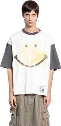 Miharayasuhiro Smiley Face Printed Ringer Tee