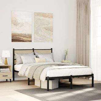 Berkfield Home Metal Bed Frame without Mattress Sonoma Oak 120x190 cm Small Double in Brown