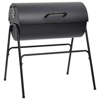 Berkfield Home Barrel Grill with 2 Cooking Grids Black 80x95x90 cm Steel | Size: 80 x 95 x 90 cm