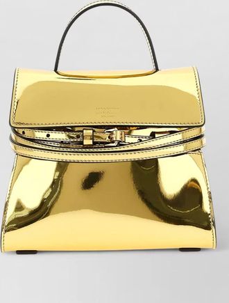 Moschino tie me structured metallic shoulder bag