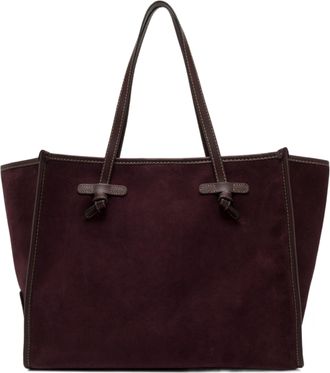 Gianni Chiarini Spacious Burgundy Suede Tote Bag with Smooth Leather Trim