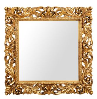 Biscottini International Biscottini - Espejo De Pared De Madera Con Acabado En Pan De Oro Antiguo Hecho En Italia