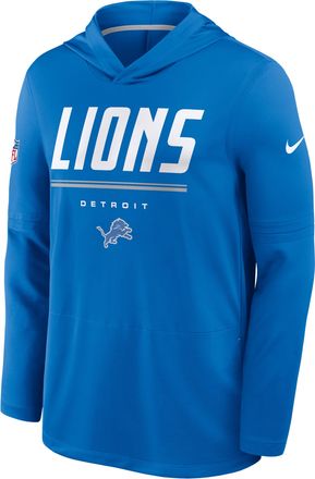 Nike Detroit Lions Sideline Nike Mens Dri-FIT NFL Long-Sleeve Hooded Top in Blue | 03B90AAV9J-TG4