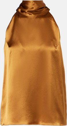 Galvan Top Sienna in raso con scollo allamericana