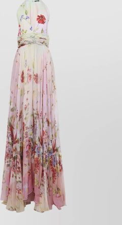 Roberto Cavalli silk floral-print halterneck cutout maxi dress