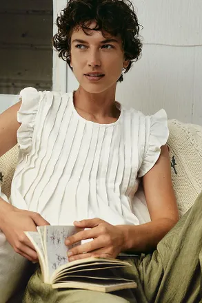 Pilcro Jade Cotton Linen Blouse