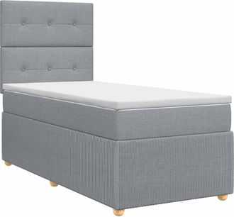 vidaXL Cama Box Spring Con Colch&oacute;n Gris Claro Individual Tela Vidaxl