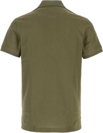 Burberry Mens Army Green Piquet Polo Shirt Olive Exterior: Cotton T-Shirt T-shirts And Polos
