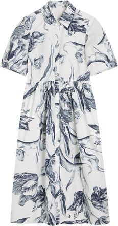 Erdem Printed Cotton-poplin Midi Shirt Dress - White - 16 (UK16 / XL)
