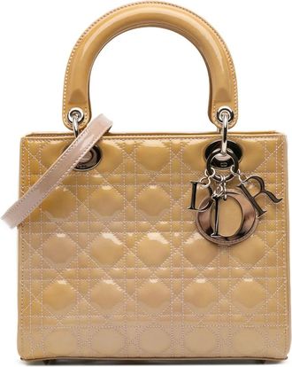 Dior Borsa a tracolla Lady Dior media con motivo Cannage e finitura lucida 2009 - Marrone