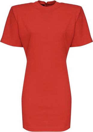 Pinko Rode Katoenen Jersey Jurk - Dames - Korte kleedjes - Rood - L - Katoen - Kleedjes