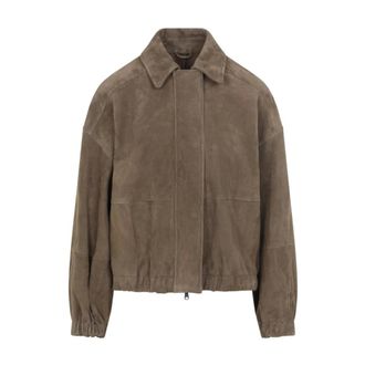 Brunello Cucinelli Suede Leather Jacket - female - Brunello Cucinelli - Leather Jackets - Brown - XL - Jackets