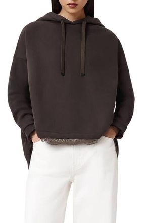 AllSaints Nia Lace High-Low Hoodie in Bottle Brown at Nordstrom, Size X-Small