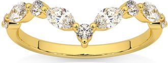 Pompeii3 60Ct Diamond Guard Insert V Shape Marquise Wedding Ring 10k Gold Lab Grown