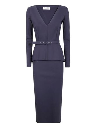 La Petite Robe Di Chiara Boni belted peplum dress - women - Fabric - 44 - Black