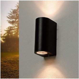 Trade Shop Trade Shop Traesio - Trade Shop - Applique Da Esterno Cilindro Up&down Lampada Da Parete Giardino 2xgu10 Ip65 Es14 - Negro