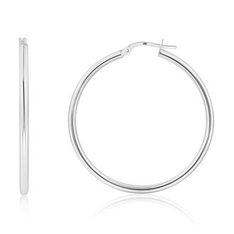 MAX + STONE Solid 10k or 14k Gold 2mm Thick Tube Hoop Earrings 12MM to 50MM