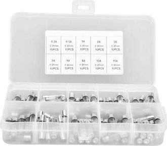 OEM 100 Fusibles De Vidrio De Acci&oacute;n R&aacute;pida De 0,2 A A 20 A - Kit De Protecci&oacute;n El&eacute;ctrica
