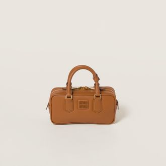 Miu Miu Arcadie Leather Bag, Woman, Cognac