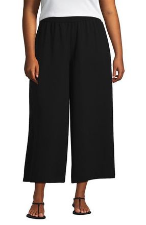 Lands End Plus Size Creaseless High Rise Palazzo Crop Pants in Black at Nordstrom, Size 1 X