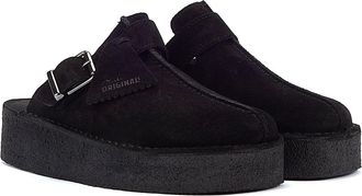Clarks Original Trek Wedge WoMens Black Suede Mules - Size UK 4