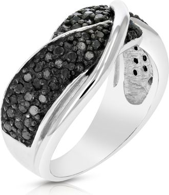 Vir Jewels 3/4 cttw Black Diamond Ring.925 Sterling Silver with Rhodium Plating