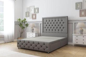Sloomy Vienna Dumfries Divan Base 2 Drawers - 26 Headboard & 12 Footboard in Light Grey | Size: King
