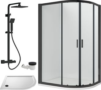 Balterley Offset Right Quadrant Tray Square Shower Waste 1200x 800mm in White