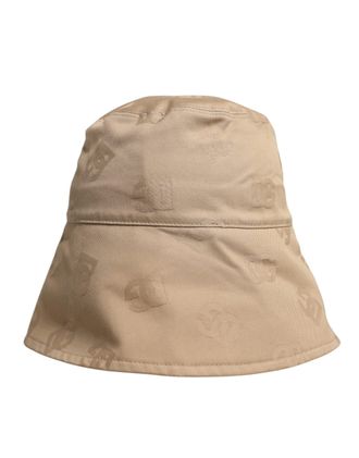 Dolce & Gabbana Beige Logo Monogram Cotton Bucket Mens Cap