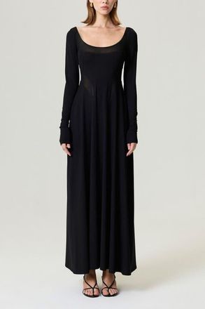 Nocturne Sheer Detailed Maxi Dress in Black at Nordstrom, Size X-Large Eu