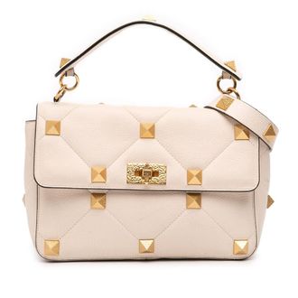 Valentino Pre-owned Valentino Large Grained Calfskin Roman Stud Satchel Ladies UDFR5WCIUUVZS6UO