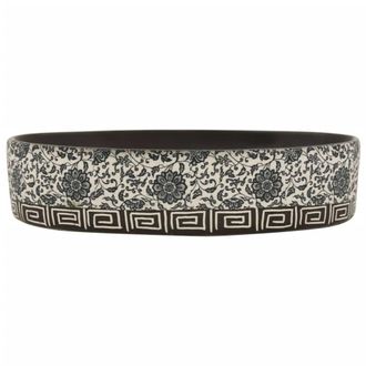 Berkfield Home Durable Countertop Basin Black & Blue Oval 56.5x36.5x13.5 cm Ceramic
