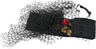 Dolce & Gabbana Strawberry Sicily Crystal Mesh Net Diadeem - Dames - Haaraccessoires - Zwart - ONE Size - Polyester - Accessoires